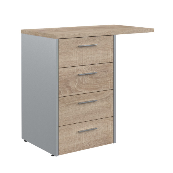 Тумба приставная OLC-4D.2.A Дуб Сонома светлый/Металлик 800х450х750 OFFIX NEW в Махачкале 